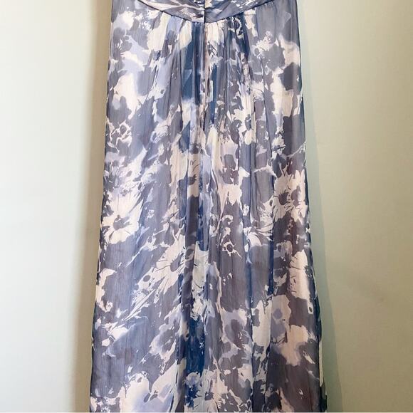 Amsale Watercolor Long Strapless Bridesmaid Evening Crinkle Silk Chiffon Dress - Picture 7 of 10